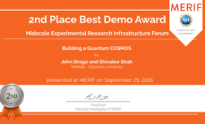 Quantum Networking Demo received 2nd Place Best Demo Award at MERIF